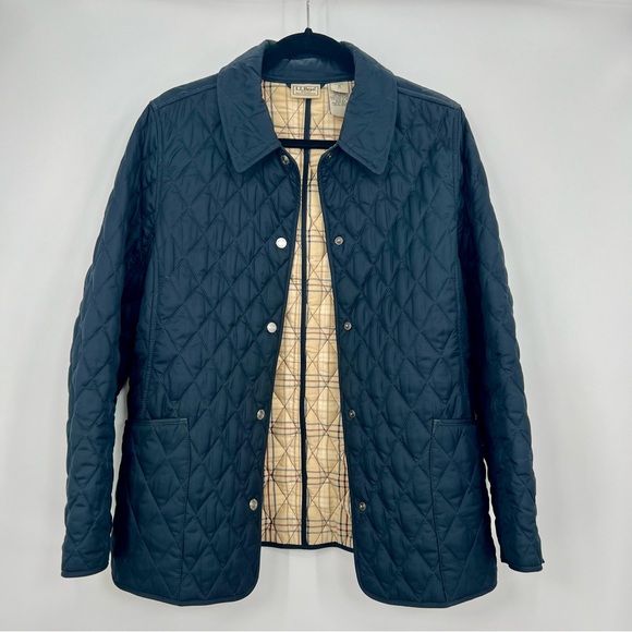 LL. Bean Diamond Quilted Barn Equestrian Fleece Jacket Petite M Vintage Y2K - Picture 6 of 8